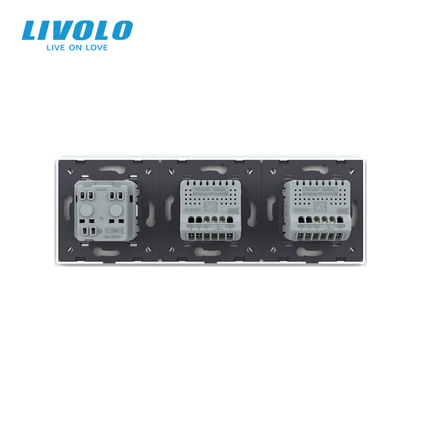 Сенсорний вимикач 2 сенсора (1-1) 1 розетка Livolo білий скло (VL-C701/C701/C7C1EU-11) VL-C701/C701/C7C1EU-11 фото