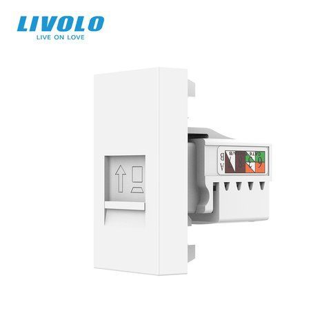Інтернет-розетка RJ-45 (8P8C Cat.6) LIVOLO, біла, модуль 0.5 поста, з шторкою (VL-FCCP-1WP) 727100111 фото