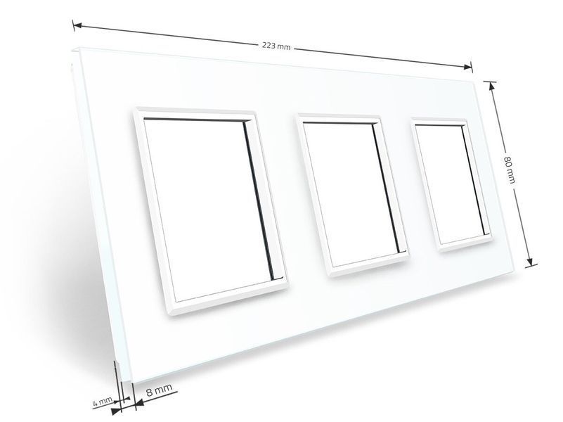 Рамка 3-постова LIVOLO, загартоване скло, біла матова, 223&times;80 мм (VL-P7E/E/E-6WS06) VL-P7E/E/E-6WS06 фото