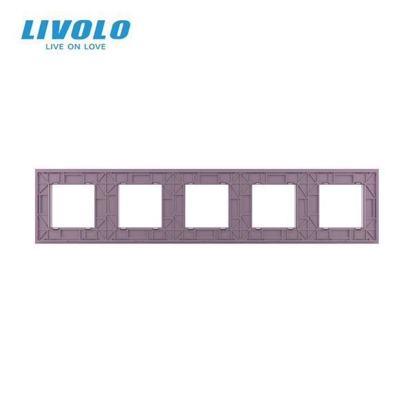 Рамка 5-постова LIVOLO, загартоване скло, рожева, 365&times;80 мм (C7-SR/SR/SR/SR/SR-17) C7-SR/SR/SR/SR/SR-17 фото