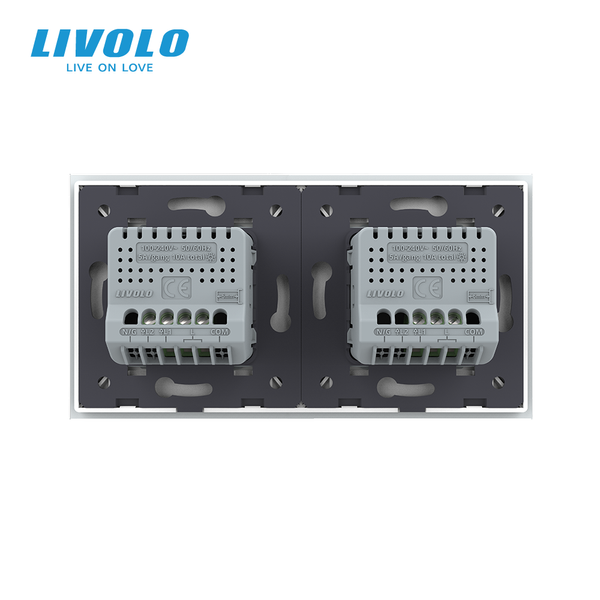 Сенсорний вимикач 3 сенсора (1-2) Livolo білий скло (VL-C701/C702-11) VL-C701/C702-11 фото