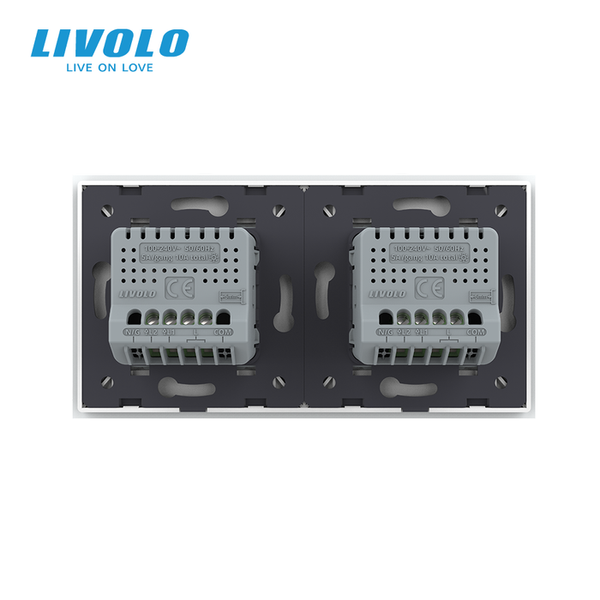Сенсорний вимикач 4 сенсора (2-2) Livolo білий скло (VL-C702/C702-11) VL-C702/C702-11 фото