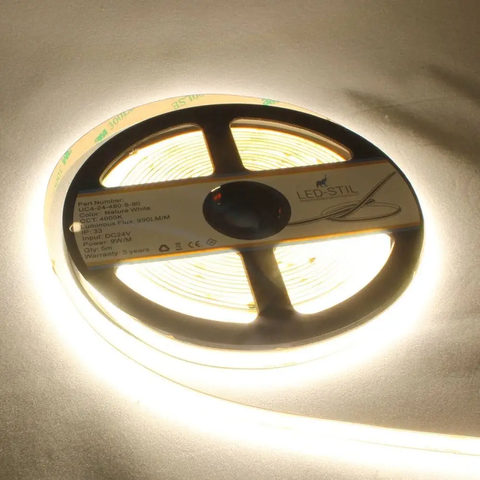 LED стрічка LED-STIL 4000K, 9W, COB, 480 шт, IP33, 24V, 1000LM UC4-24-480-8-90 фото