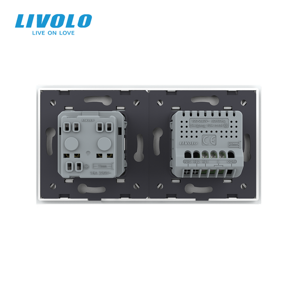 Сенсорний вимикач 1 сенсор 1 розетка Livolo білий скло (VL-C701/C7C1EU-11) VL-C701/C7C1EU-11 фото