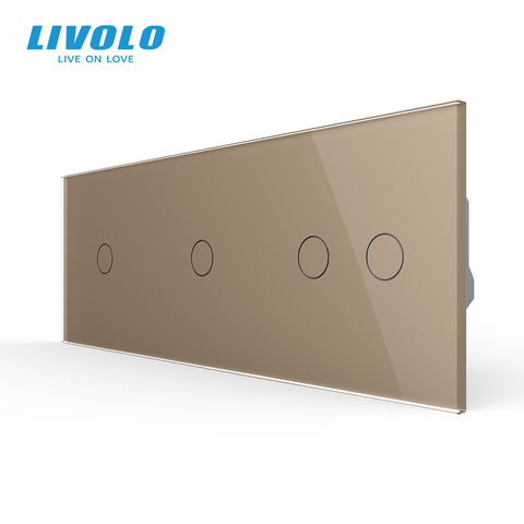 Сенсорний вимикач 4 сенсора (1-1-2) Livolo золото скло (VL-C701/C701/C702-13) VL-C701/C701/C702-13 фото