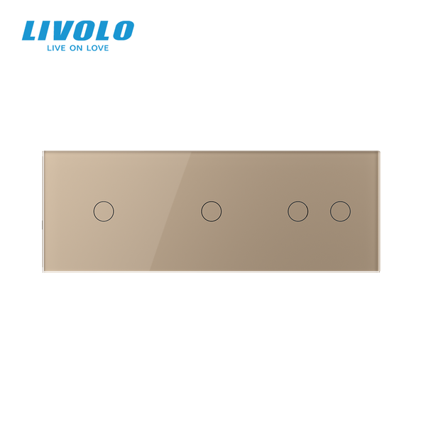Сенсорний вимикач 4 сенсора (1-1-2) Livolo золото скло (VL-C701/C701/C702-13) VL-C701/C701/C702-13 фото