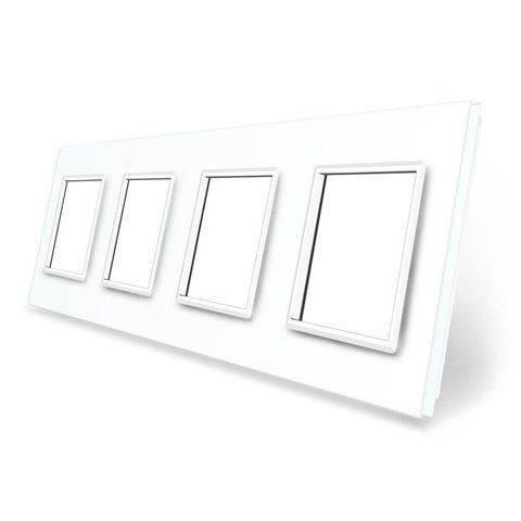 Рамка 4-постова LIVOLO, загартоване скло, біла, 294&times;80 мм (VL-P7E/E/E/E-8W) BB-C7-SR/SR/SR/SR-11 фото