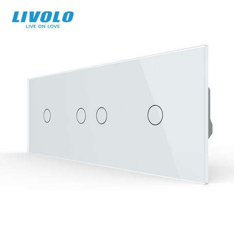 Сенсорний вимикач 4 сенсора (1-2-1) Livolo білий скло (VL-C701/C702/C701-11) VL-C701/C702/C701-11 фото