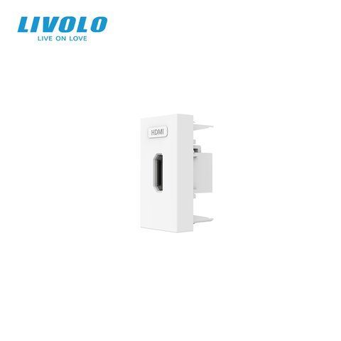 HDMI розетка LIVOLO 1.4, біла, модуль 0.5 поста, для телевізора / ПК (VL-FCHD-1WP) 727300511 фото