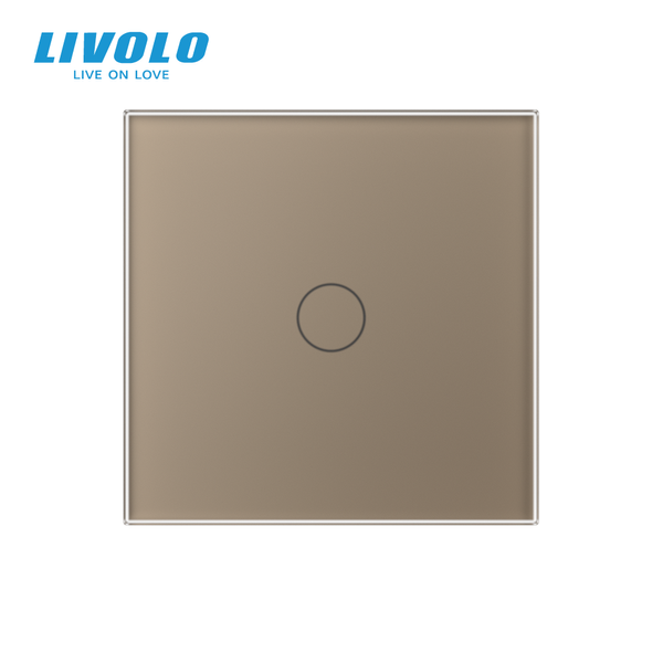 Сенсорний вимикач LIVOLO, золотий скляний матовий, 5А 230В, без нейтралі VL-C7FC1-2AS06 фото