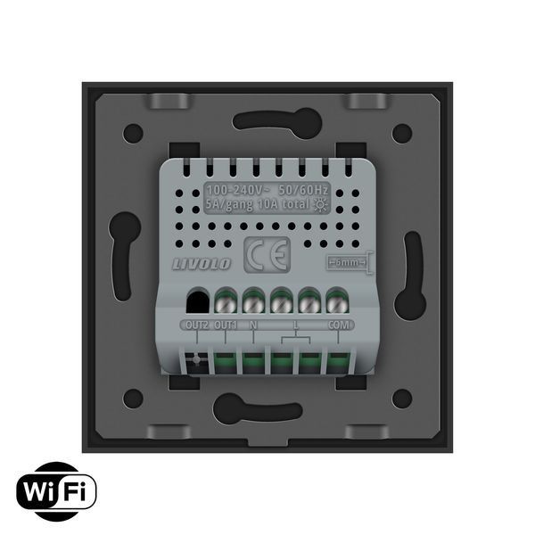 Розумний сенсорний Wi-Fi прохідний/перехресний вимикач 1 сенсор Livolo чорний скло (VL-C7FC1SNY-2G-BP) VL-C7FC1SNY-2G-BP фото