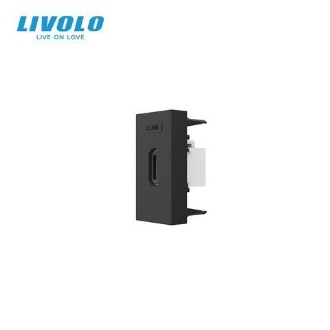 HDMI розетка LIVOLO 1.4, чорна, модуль 0.5 поста, для телевізора / ПК (VL-FCHD-1BP) 727300512 фото
