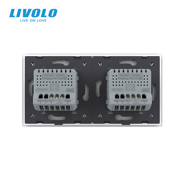 Сенсорний вимикач 2 сенсора (1-1) Livolo білий скло (VL-C701/C701-11) VL-C701/C701-11 фото