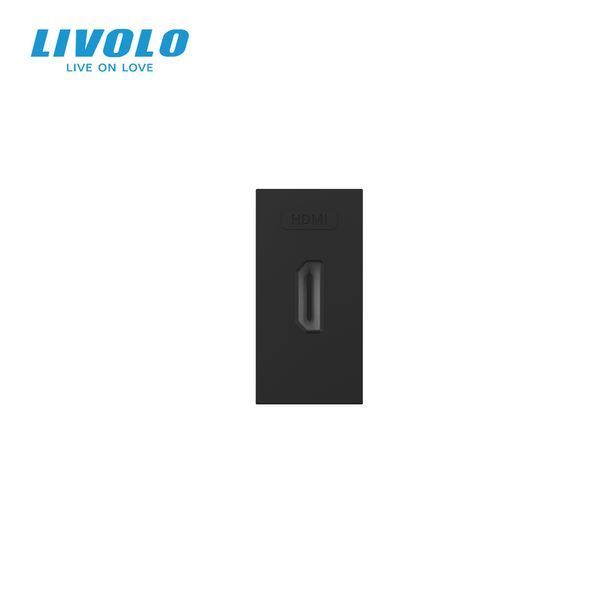 HDMI розетка LIVOLO 1.4, чорна, модуль 0.5 поста, для телевізора / ПК (VL-FCHD-1BP) 727300512 фото