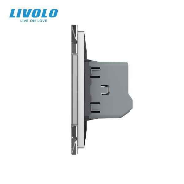 Розумний сенсорний прохідний/перехресний димер EC Livolo сірий ZigBee (VL-C7FC1SDZ2-2IP) VL-C7FC1SDZ2-2IP фото
