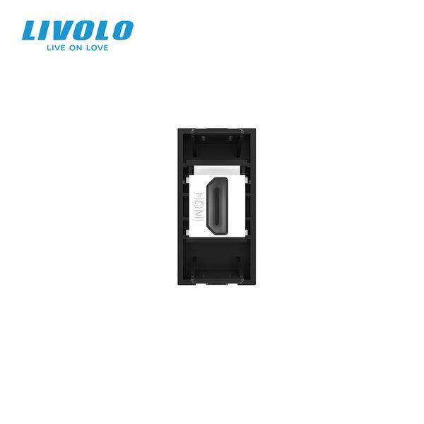 HDMI розетка LIVOLO 1.4, чорна, модуль 0.5 поста, для телевізора / ПК (VL-FCHD-1BP) 727300512 фото