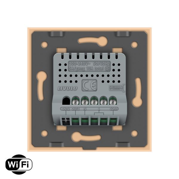 Розумний сенсорний Wi-Fi прохідний/перехресний вимикач 1 сенсор Livolo золотий скло (VL-C7FC1SNY-2G-AP) VL-C7FC1SNY-2G-AP фото