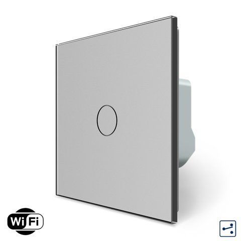 Розумний сенсорний Wi-Fi прохідний/перехресний вимикач 1 сенсор Livolo сірий скло (VL-C7FC1SNY-2G-IP) VL-C7FC1SNY-2G-IP фото