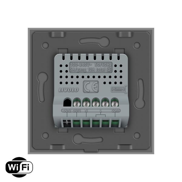 Розумний сенсорний Wi-Fi прохідний/перехресний вимикач 1 сенсор Livolo сірий скло (VL-C7FC1SNY-2G-IP) VL-C7FC1SNY-2G-IP фото
