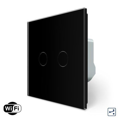 Розумний сенсорний Wi-Fi прохідний/перехресний вимикач 2 сенсора Livolo чорний скло (VL-C7FC2SNY-2G-BP) VL-C7FC2SNY-2G-BP фото