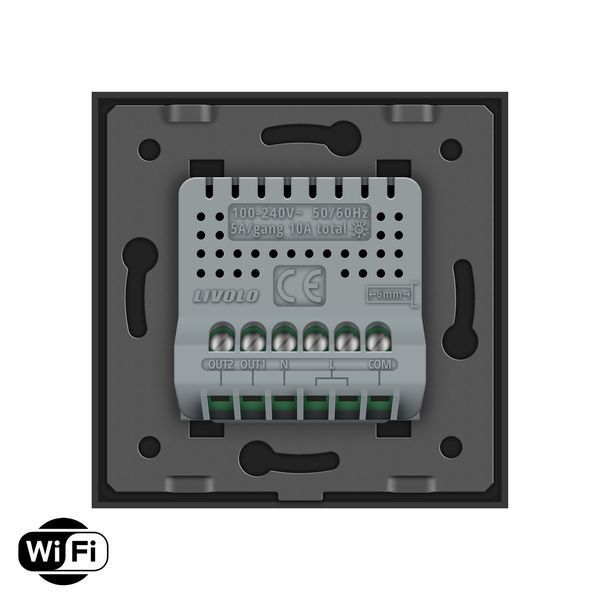 Розумний сенсорний Wi-Fi прохідний/перехресний вимикач 2 сенсора Livolo чорний скло (VL-C7FC2SNY-2G-BP) VL-C7FC2SNY-2G-BP фото