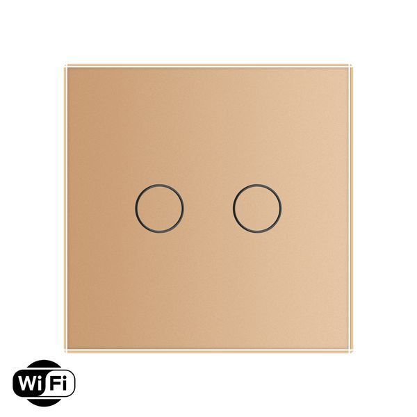 Розумний сенсорний Wi-Fi прохідний/перехресний вимикач 2 сенсора Livolo золотий скло (VL-C7FC2SNY-2G-AP) VL-C7FC2SNY-2G-AP фото