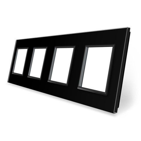 Рамка 4-постова LIVOLO, загартоване скло, чорна, 294&times;80 мм (VL-P7E/E/E/E-8B) BB-C7-SR/SR/SR/SR-12 фото