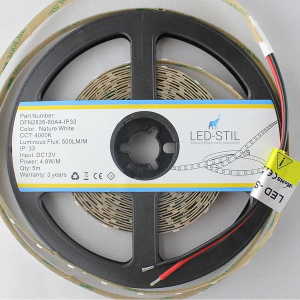 LED стрічка LED-STIL 4000K, 4,8 W, 2835, 60 шт, IP33, 12V,500LM DFN2835-60A4-IP33 фото