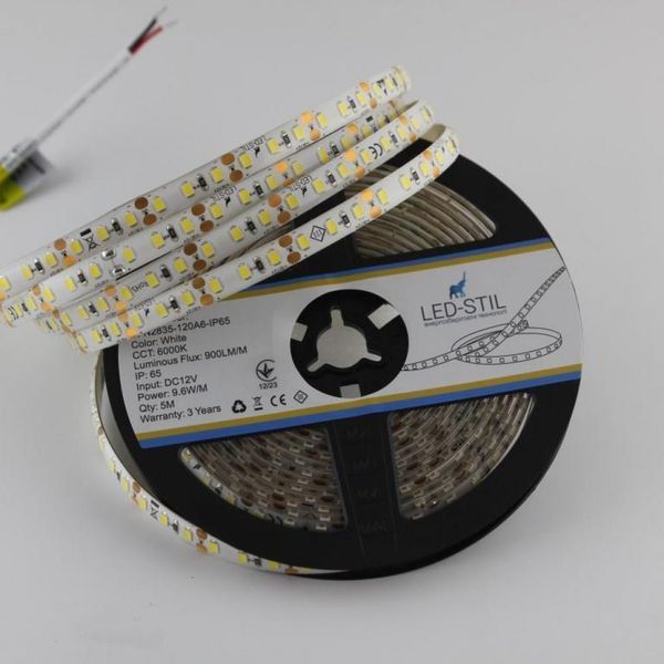 Світлодіодна стрічка LED-STIL 6000K 9,6 Вт/м 2835 120 діодів IP65 12 вольт 850 lm холодне світло DFN2835-120A6-IP65 фото