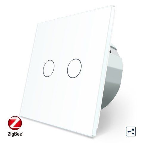 Розумний сенсорний прохідний/перехресний ZigBee вимикач 2 сенсора Livolo білий скло (VL-C702SZ-11) VL-C702SZ-11 фото