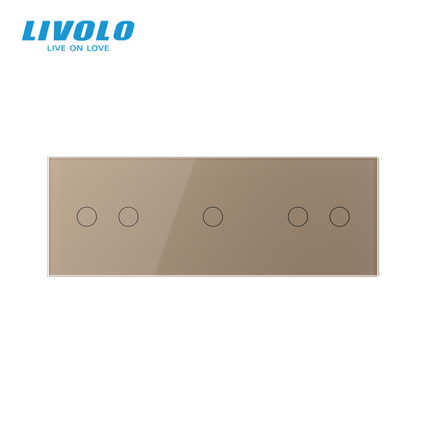 Сенсорний вимикач 5 сенсорів (2-1-2) Livolo золото скло (VL-C702/C701/C702-13) VL-C702/C701/C702-13 фото