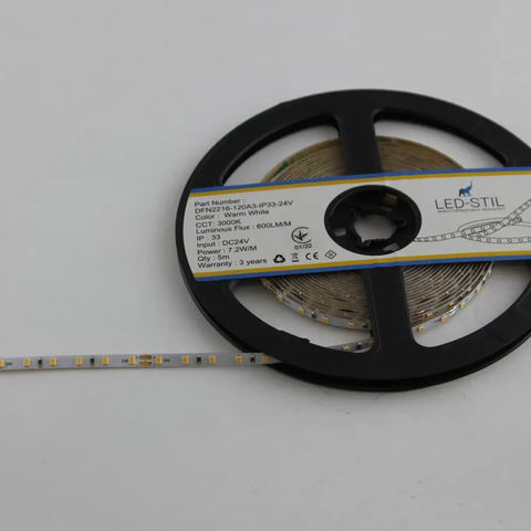 LED стрічка LED-STIL 3000K, 7,2 W, 2216, 120 шт, IP33, 24V, 580LM DFN2216-120A3-IP33-24V фото