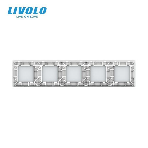 Рамка 5-постова порожня Х сенсорів (Х-Х-Х-Х-Х) LIVOLO, загартоване скло, біла, 365&times;80 мм (VL-P700/00/00/00/00-10W) C7-CX/CX/CX/CX/CX-11 фото