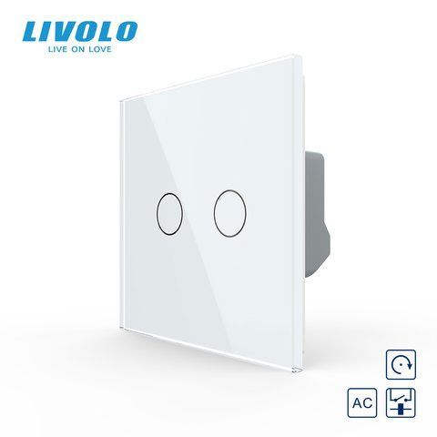 Сенсорна кнопка 2 сенсора Сухий контакт Livolo білий скло (VL-C702IH-11) VL-C702IH-11 фото