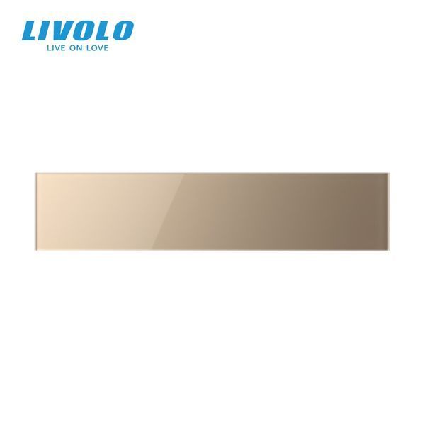 Рамка 5-постова порожня Х сенсорів (Х-Х-Х-Х-Х) LIVOLO, загартоване скло, золота, 365&times;80 мм (VL-P700/00/00/00/00-10A) C7-CX/CX/CX/CX/CX-13 фото