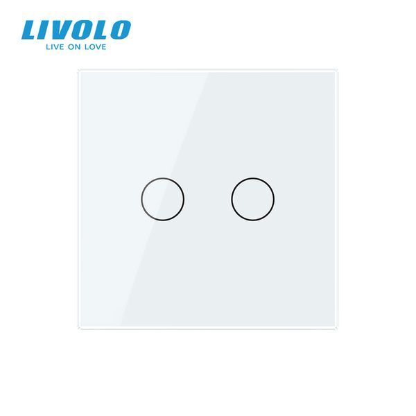 Сенсорна кнопка 2 сенсора Сухий контакт Livolo білий скло (VL-C702IH-11) VL-C702IH-11 фото