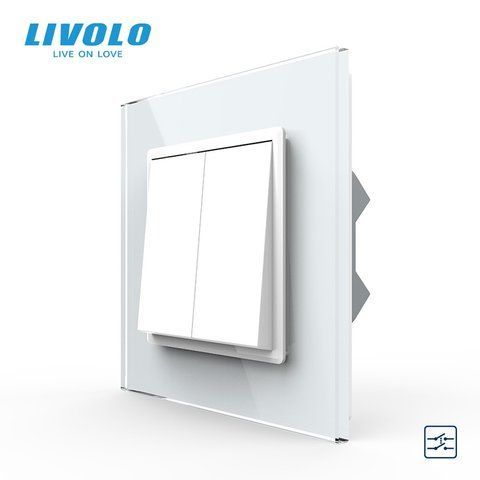 Двоклавішний перехресний вимикач Livolo білий (VL-C7FCMM10A-1WP) VL-C7FCMM10A-1WP фото