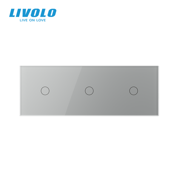 Сенсорний вимикач 3 сенсора (1-1-1) Livolo сірий скло (VL-C701/C701/C701-15) VL-C701/C701/C701-15 фото