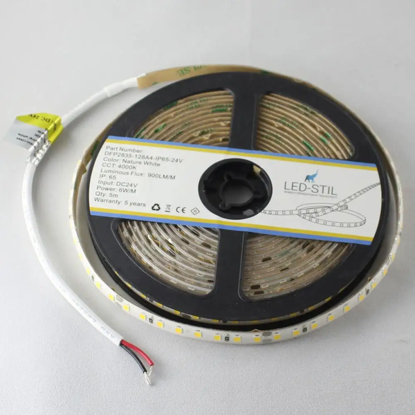 LED стрічка LED-STIL 4000K, 6 W, 2835, 128 шт, IP65, 24V, 900LM DFP2835-128A4-IP65-24V фото