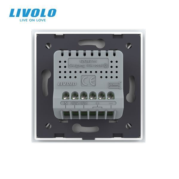 Сенсорна кнопка 2 сенсора 12/24В Livolo білий скло (VL-FC2HC-2WP) VL-C702CH-11 фото