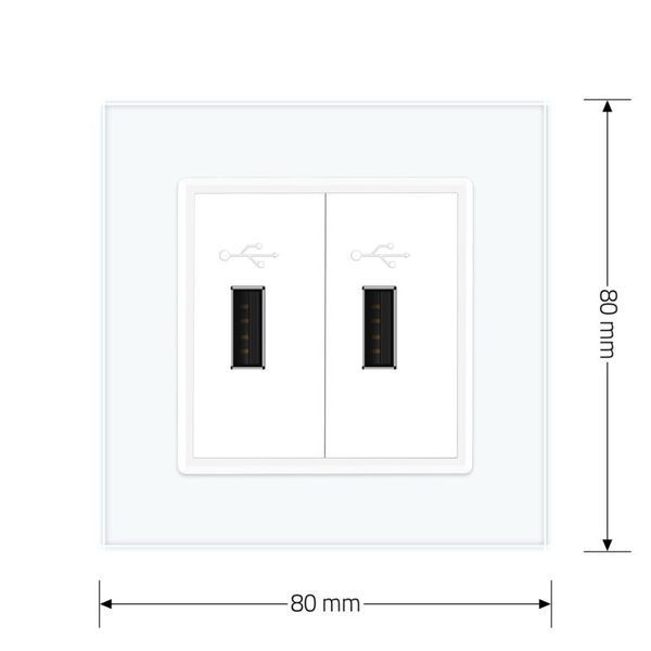 Розетка подвійна USB з блоком живлення Livolo білий скло (VL-C792U-11) VL-C792U-11 фото
