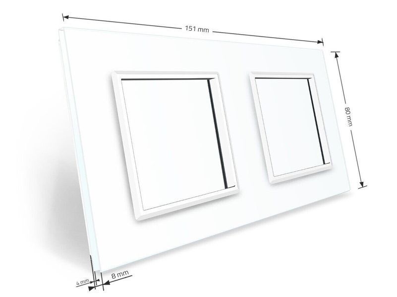 Рамка 2-постова LIVOLO, загартоване скло, біла матова, 151&times;80 мм (VL-P7E/E-4WS066) VL-P7E/E-4WS06 фото